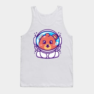 Cute baby bear wearing an astronaut helmet, cartoon character Tank Top